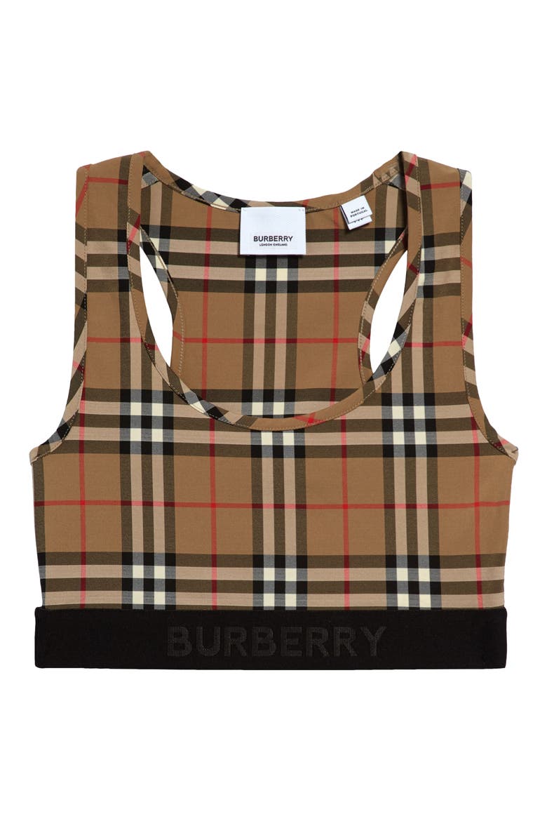 Dalby Check Sports Bra, Main, color, ARCHIVE BEIGE IP CHK