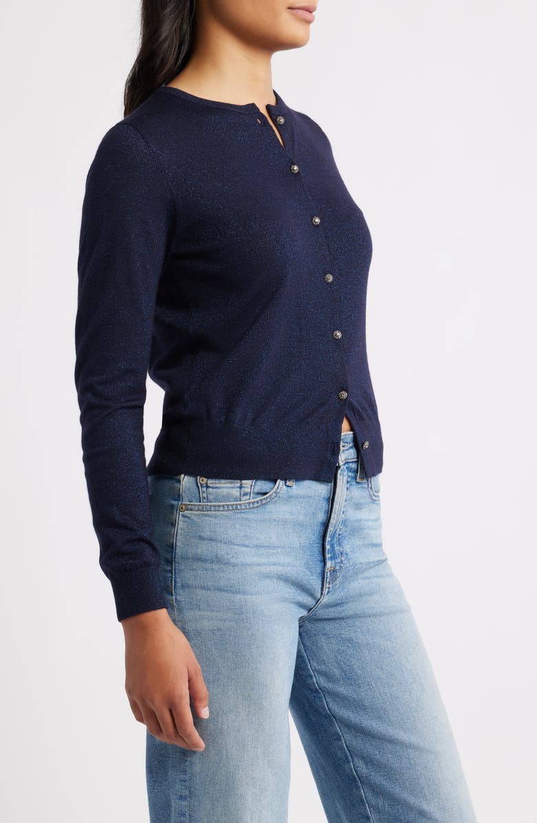 MARGARET O'LEARY Merino Wool Blend Cardigan, Alternate, color, Navy