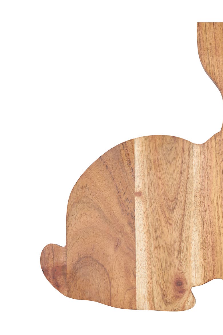 Easter Bunny Shape Acacia Wood 2-Piece Serving Tray w/ Spreader Knife 10", Alternate, color, Brown