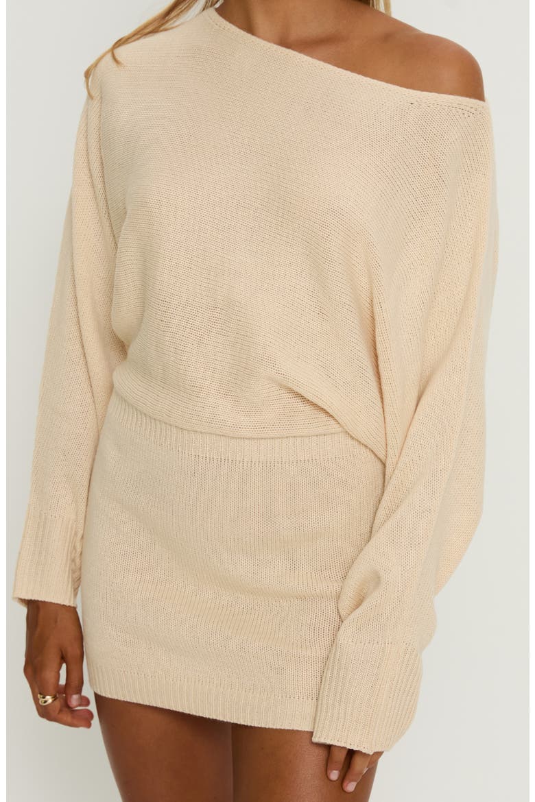 Bellamie Off the Shoulder Sweater Minidress, Alternate, color, CREAM