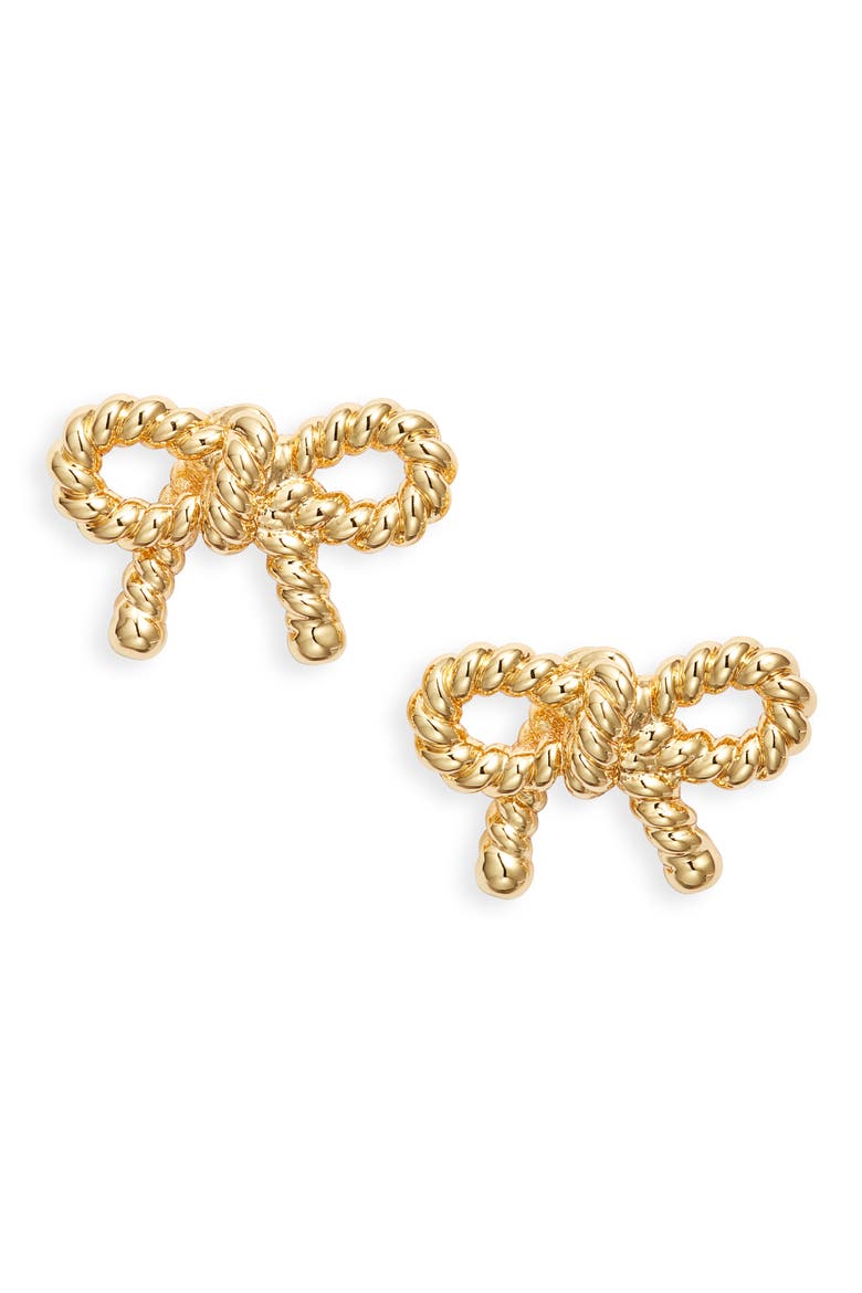 Lasso Bow Stud Earrings, Main, color, GOLD