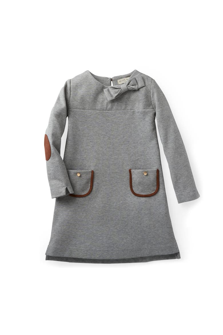 Girls' Quilted Ponte Riding Dress, Toddler, Main, color, Gray Heather