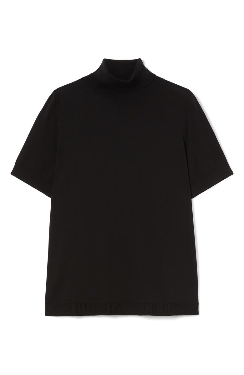 Marina Rinaldi Abile Short Sleeve Cotton & Modal Sweater, Alternate, color, Black
