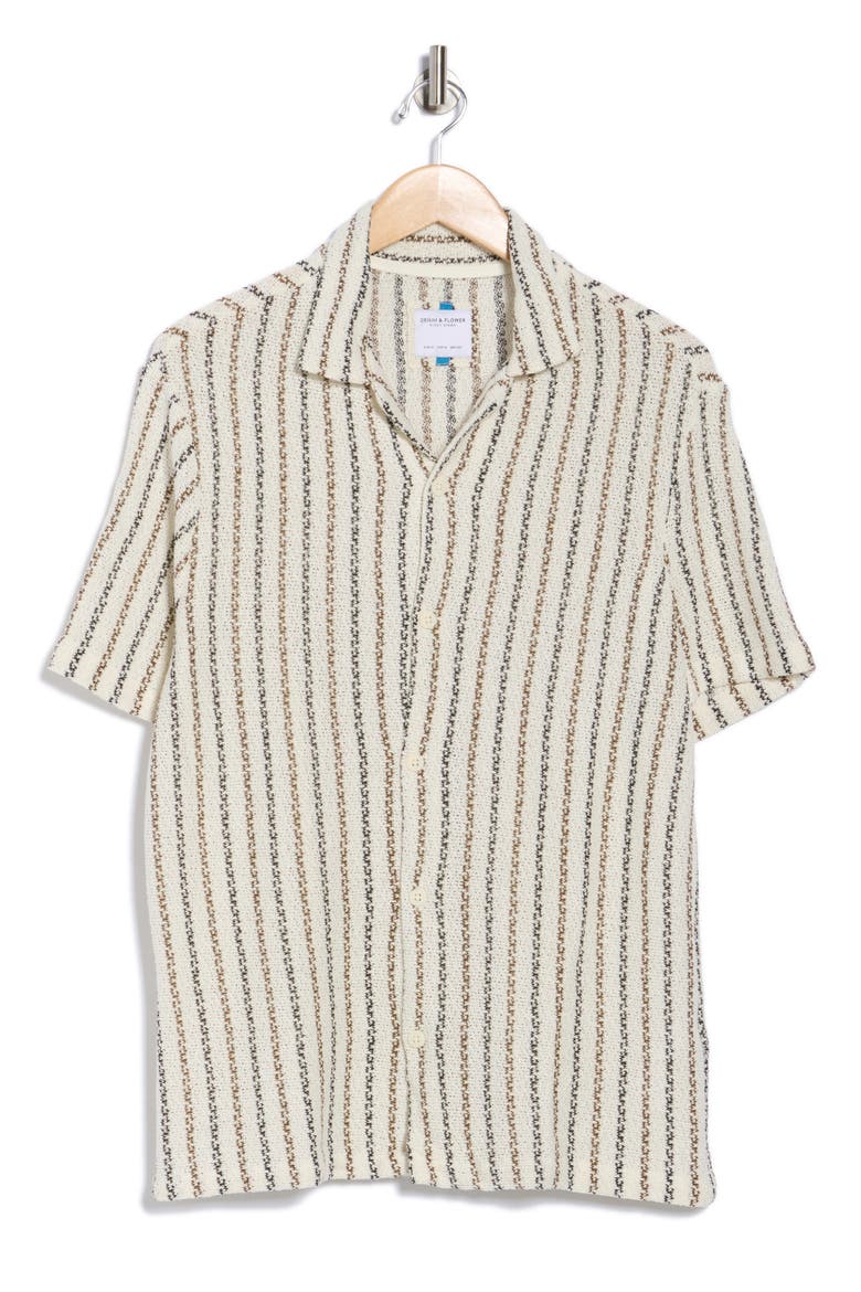 Stripe Textured Camp Shirt, Alternate, color, OFF WHITE