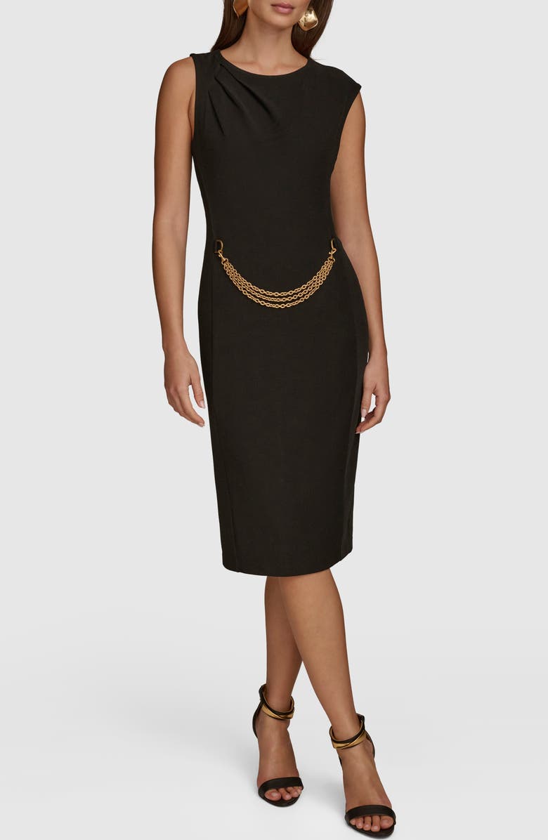 Donna Karan New York Chain Detail Sleeveless Sheath Dress, Main, color,