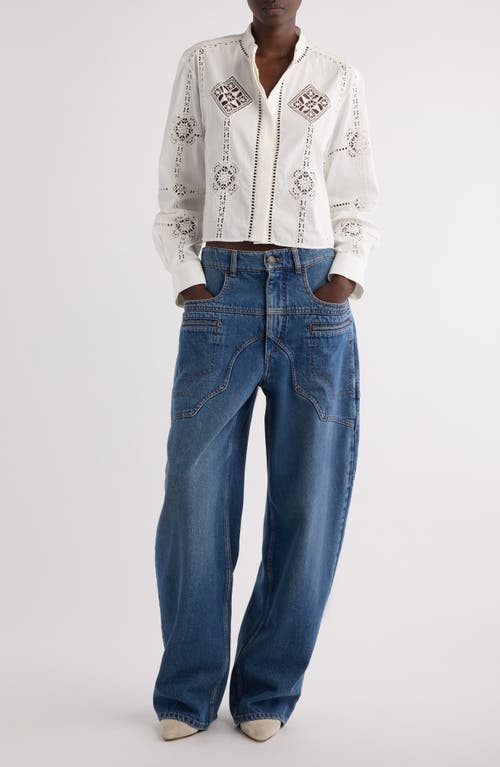 Isabel Marant Serena Openwork Embroidered Cotton Button-up Shirt In White