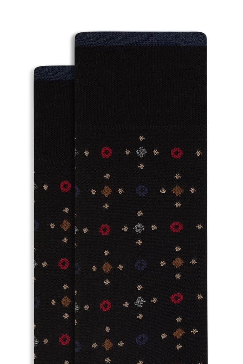 Dot Cotton Blend Dress Socks, Alternate, color, BLACK