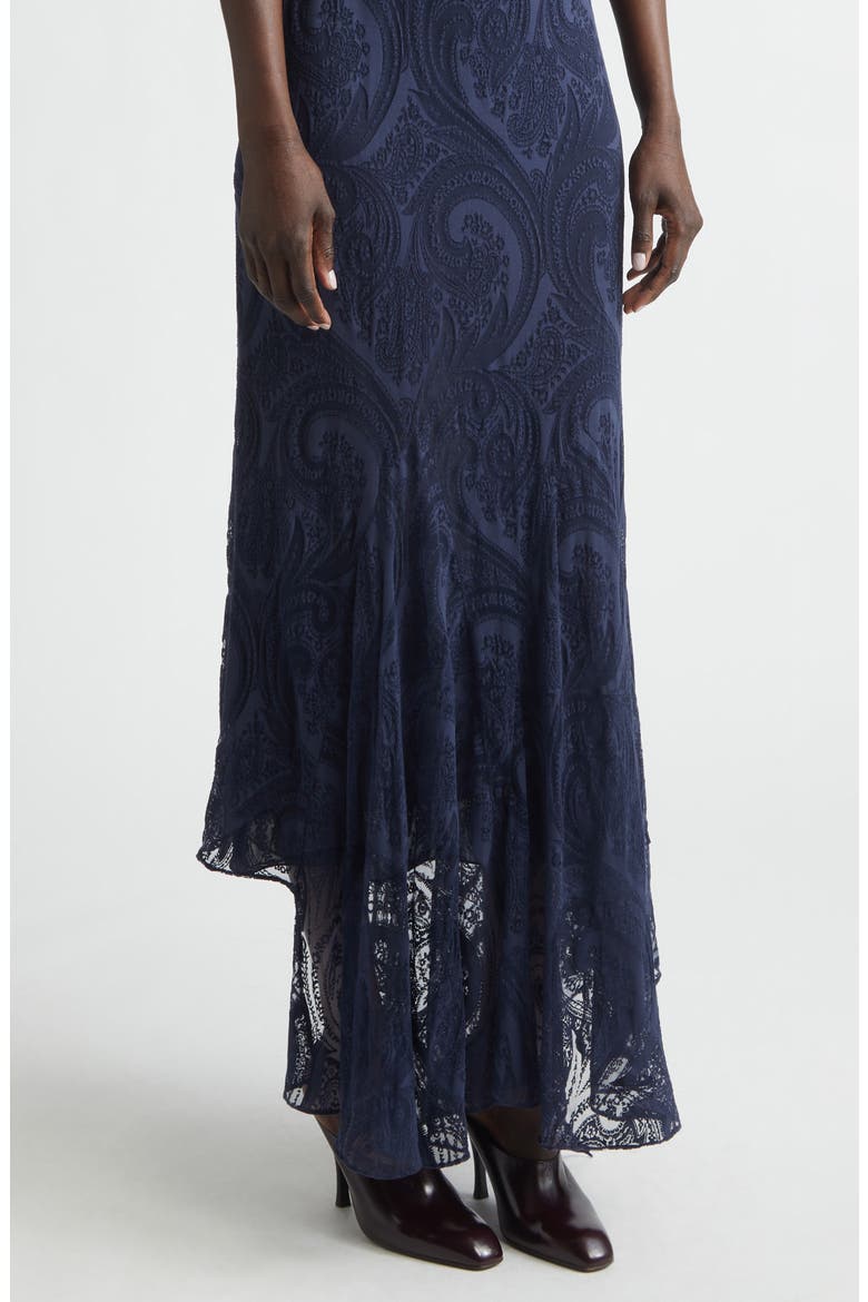 Tonal Paisley Burnout Jersey Maxi Dress, Alternate, color, BLUE