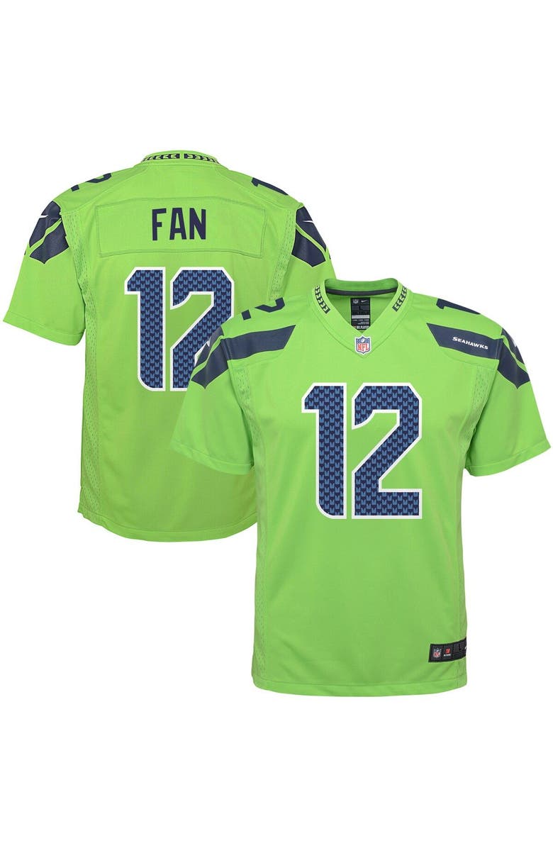 Nike Youth Nike 12s Neon Green Seattle Seahawks Game Jersey, Main, color, Neon Green
