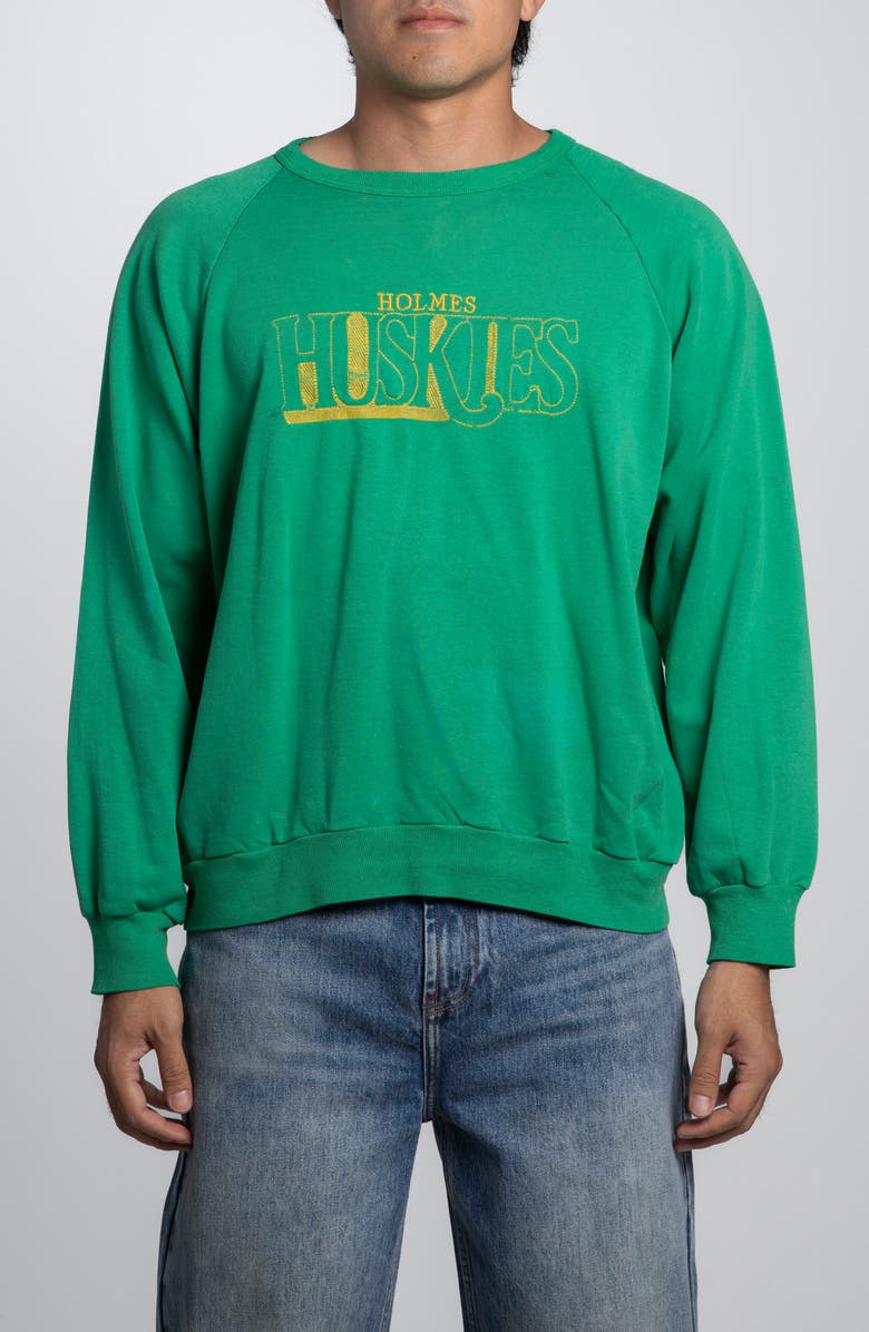 Elwood Vintage Holmes Huskies Crewneck Sweatshirt, Main, color, Green