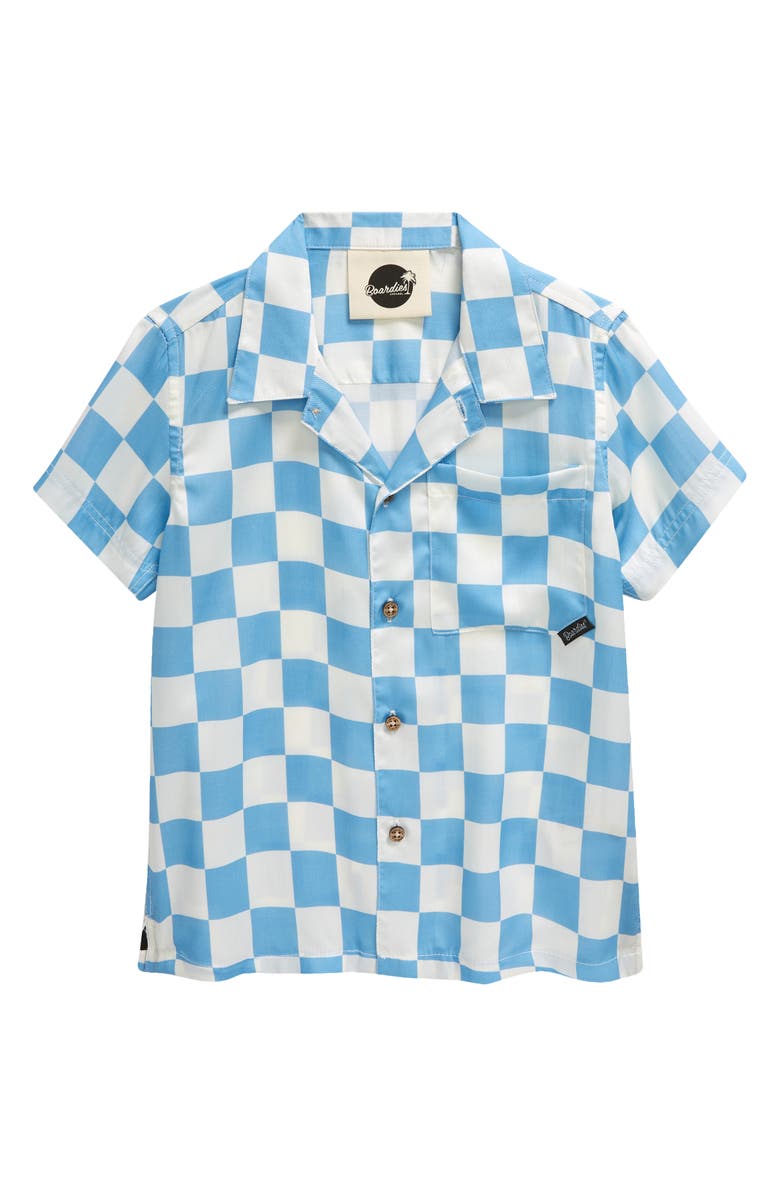 Boardies Kids' Mojo Checkerborad Short Sleeve Button-Up Camp Shirt, Main, color,