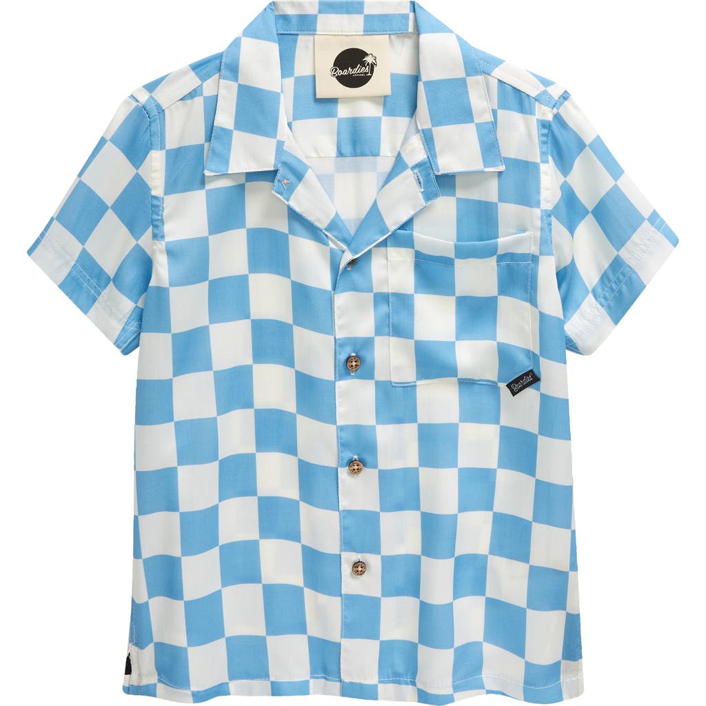 Boardies Mojo Check-print Woven Shirt 3-10 Years In Blue/cream