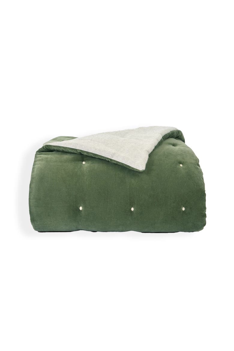 Jaipur Luxury Cotton Velvet Quilted Throw, Main, color, Olive