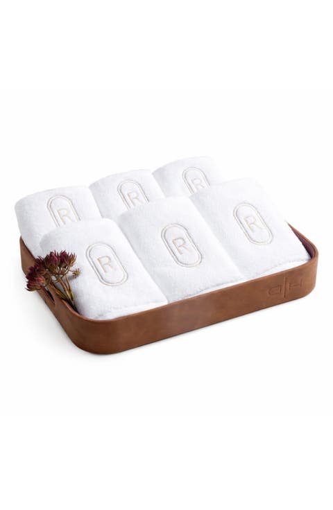 Set of 6 Monogram Fingertip Towels