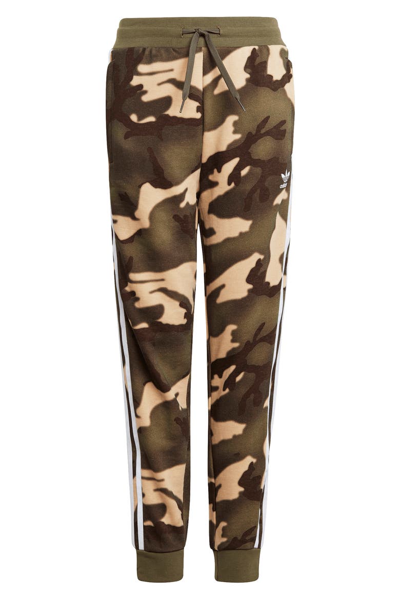 Kids' 3-Stripes Camo French Terry Joggers, Main, color, MAGIC GREEN/ MULTICOLOR