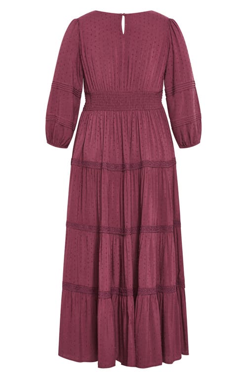 City Chic Brooklynn Tiered Maxi Dress In Burgundy