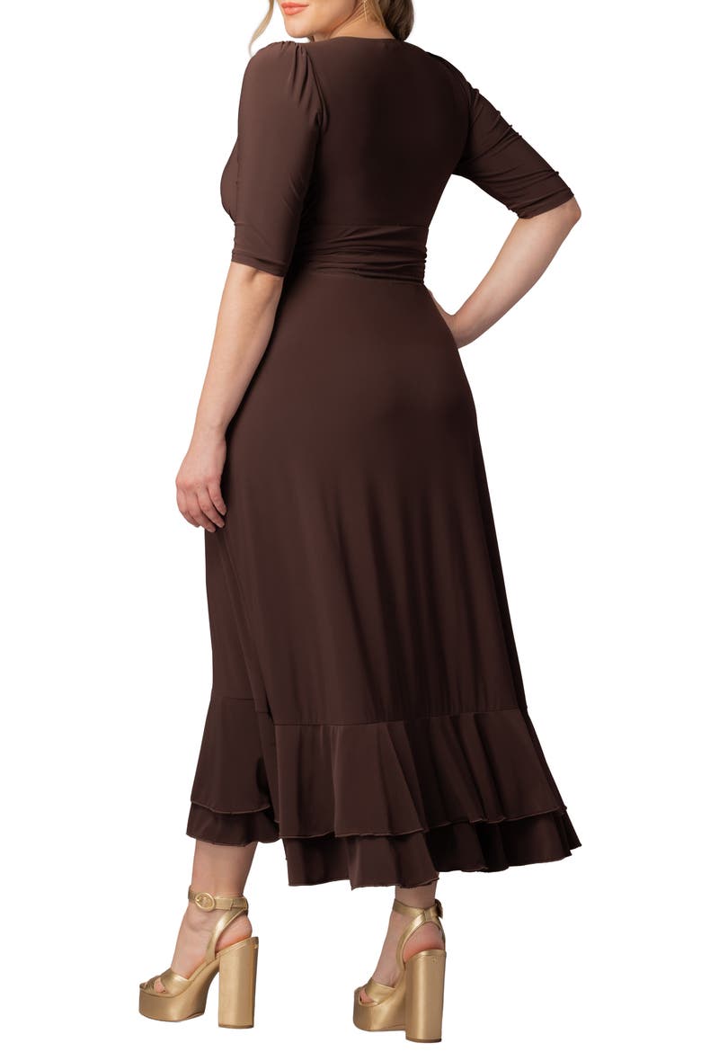 Veronica Ruffled High-Low Evening Gown, Alternate, color, CHOCOLATE