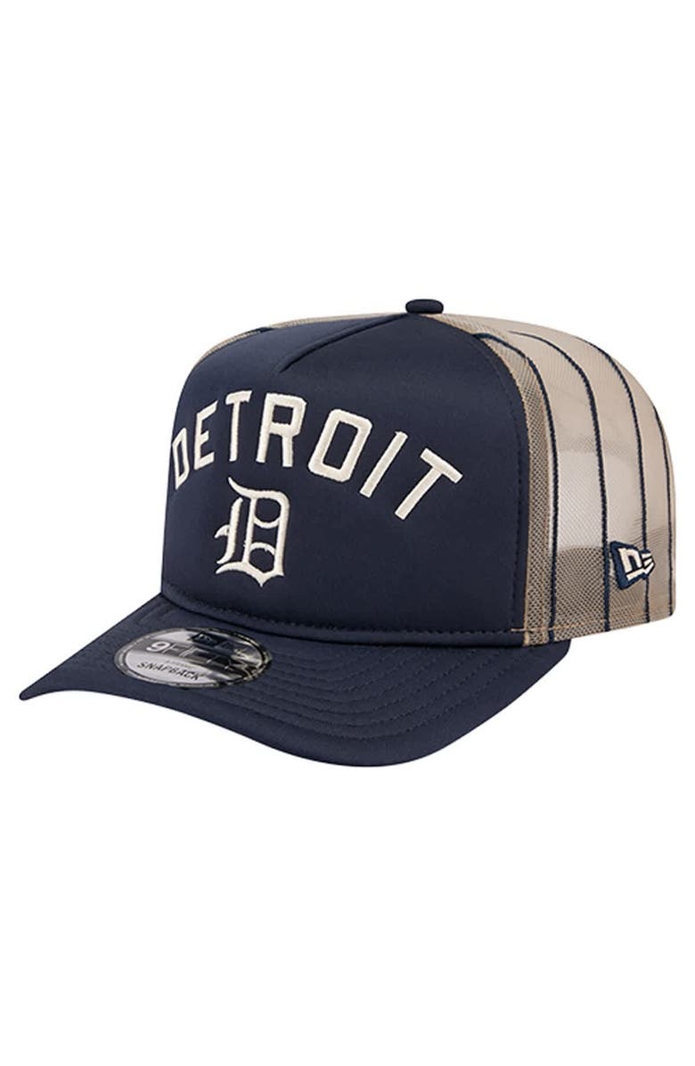 New Era Men's New Era Navy Detroit Tigers Vintage Arched Foam Front 9FIFTY A-Frame Adjustable Trucker Hat, Main, color, Navy
