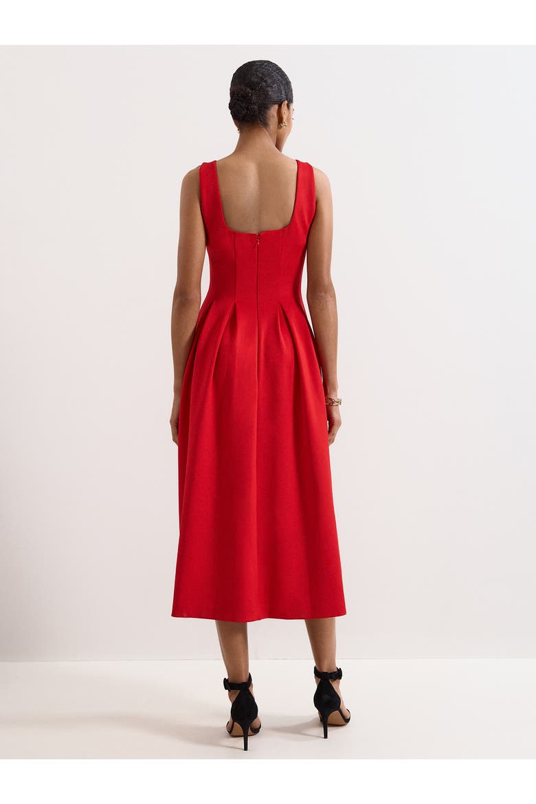 Katie Square-Neck Midi Dress, Alternate, color, Red