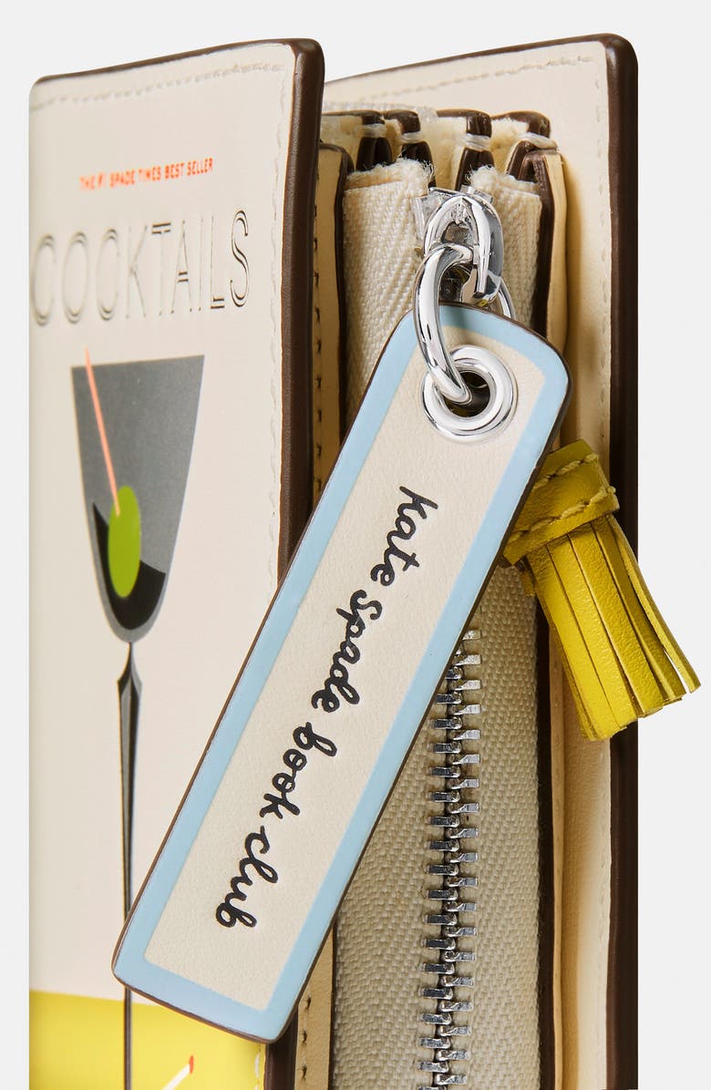 Kate Spade New York page turner small leather card wallet, Alternate, color, Lime Slice