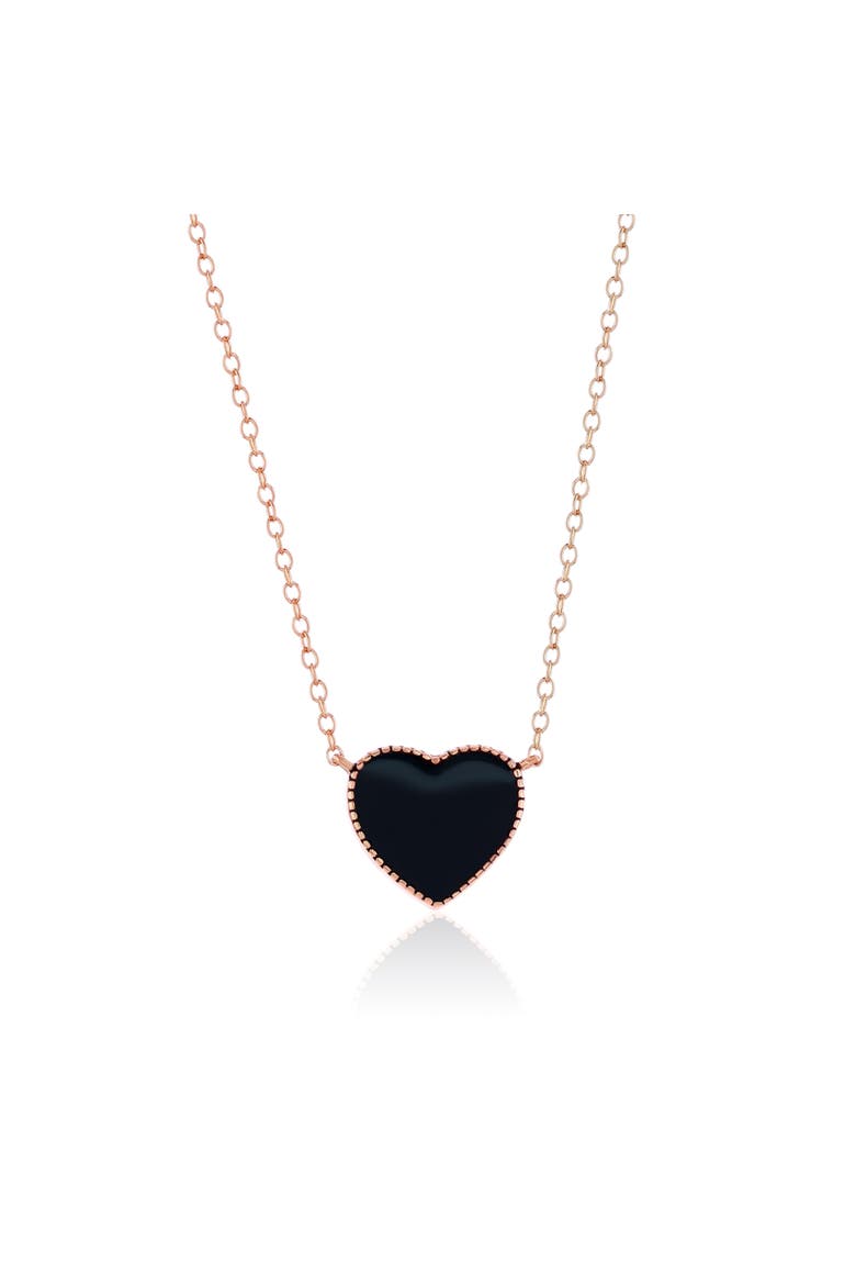 Sterling Silver Rose Plated Heart Necklace, Alternate, color, Rose