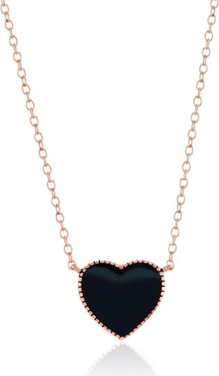 ★ROSEMONT★ Silver Black Heart Necklace RC24B34J Black Silver Heart Pendant - Etsy
