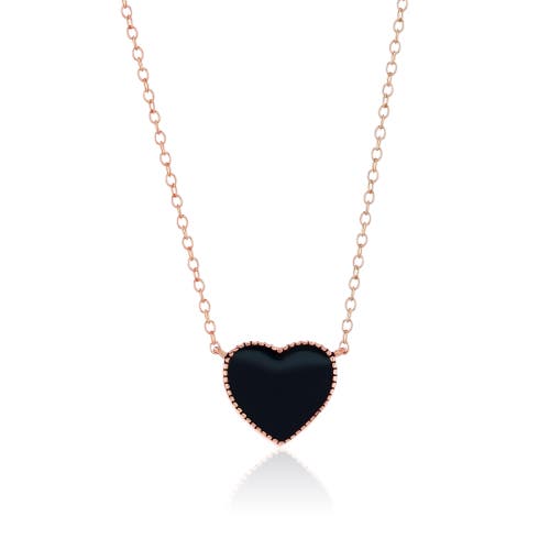Donatello Gian Sterling Silver Rose Plated Heart Necklace In Rose