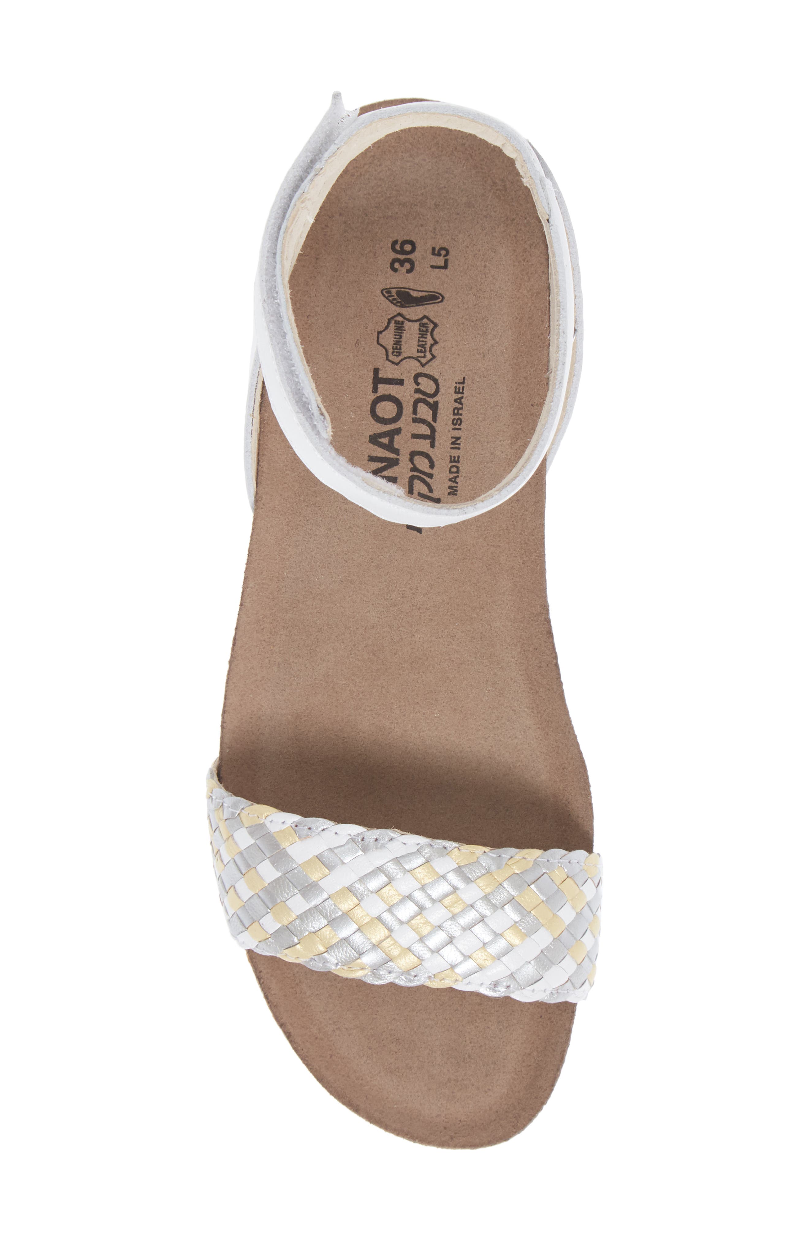 Naot Abbie Ankle Strap Sandal, Alternate, color, White Metallic/ Pearl Leather