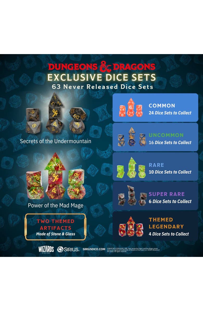 Dungeons & Dragons Undermountain Treasure Pack Display 25pk Dice Coin, Alternate, color, Multicolored