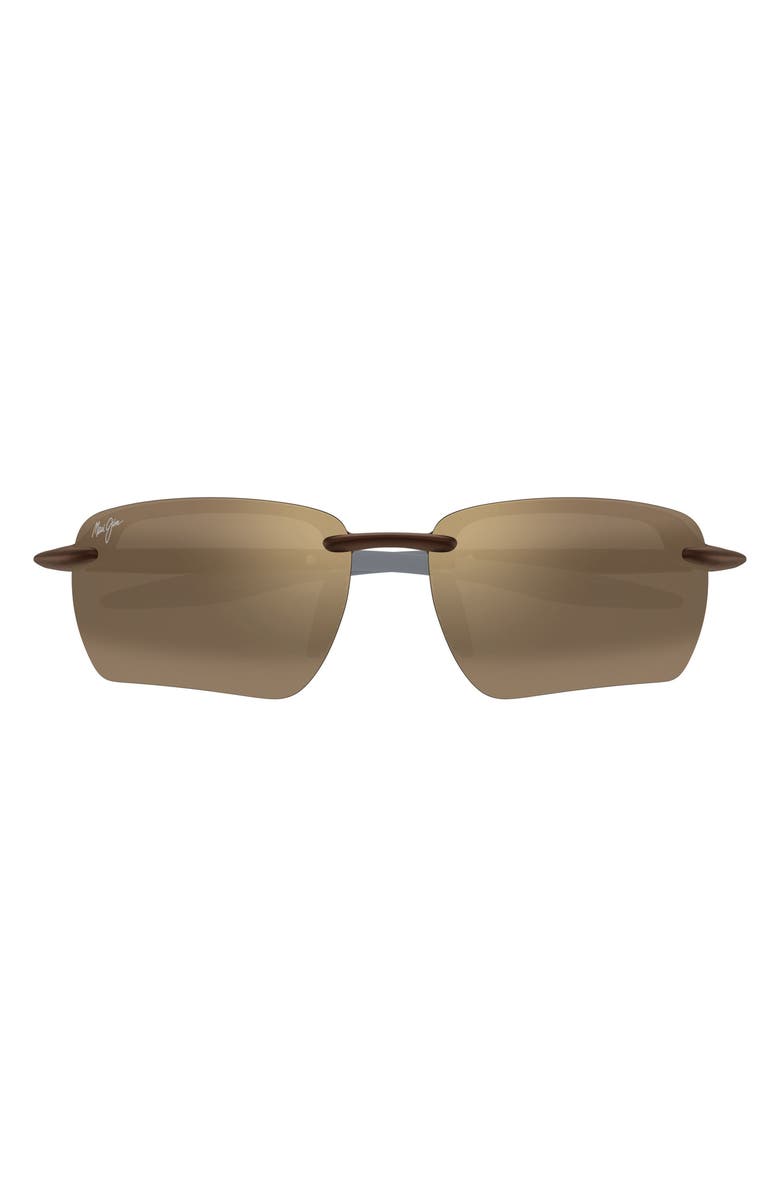 Maui Jim Ho’okipa Ultra G 65mm Oversize PolarizedPlus2<sup>®</sup> Rectangular Sunglasses, Main, color, Brown