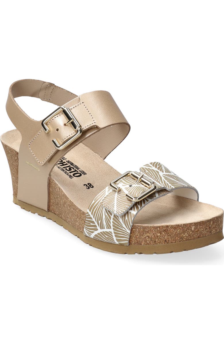 Mephisto Lissandra Platform Wedge Sandal, Main, color, Platinum Perla/ Panama
