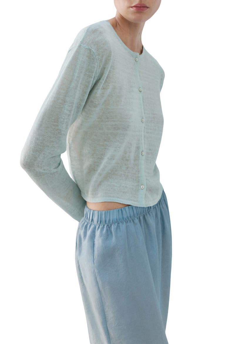 Whisper Weight Linen Blend Cardigan, Main, color, BLUE
