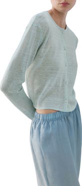 MANGO Whisper Weight Linen Blend Cardigan