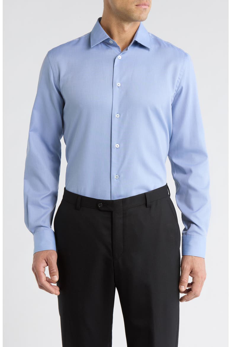 Tailored Fit Textured Cotton Dress Shirt, Main, color, BLUE