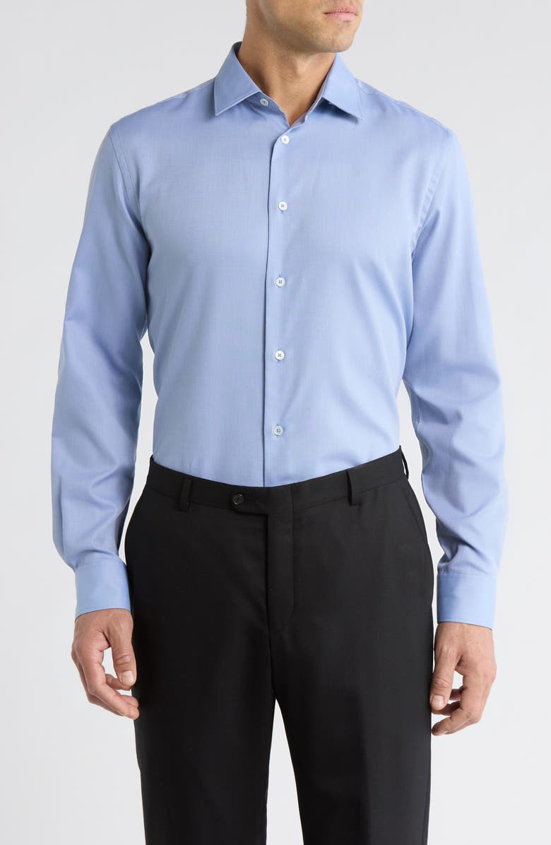 Paul Smith Tailored Fit Textured Cotton Dress Shirt, Main, color, Blue