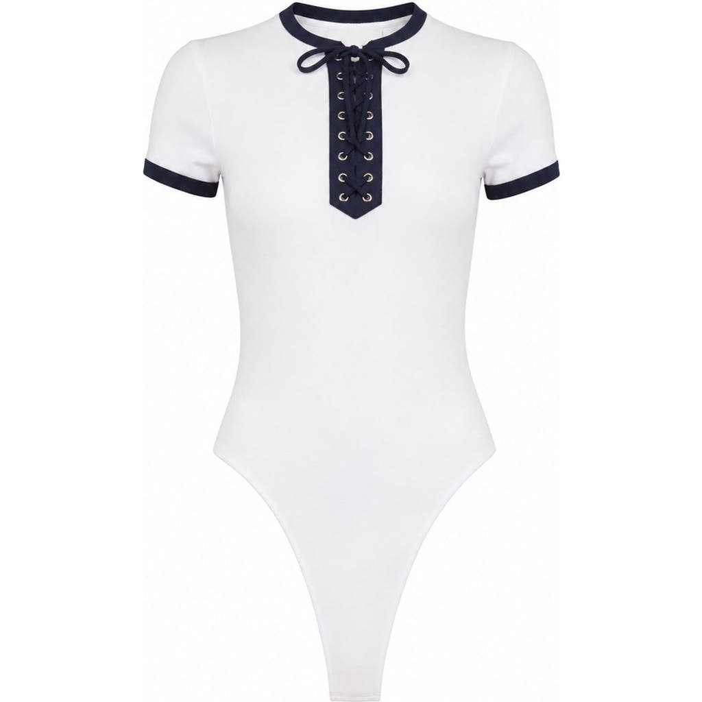 Fleur Du Mal Ivy Ringer Solid Bodysuit In White
