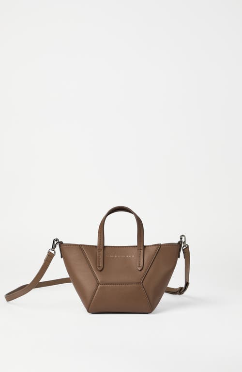Brunello Cucinelli Calfskin Mini Bc Duo Bag In Brown