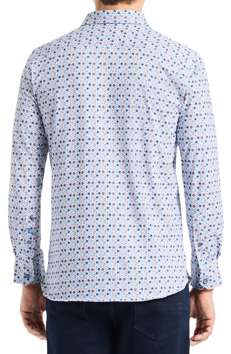 Robert Graham Ian Stretch Cotton Button-Up Shirt, Alternate, color, White Multi