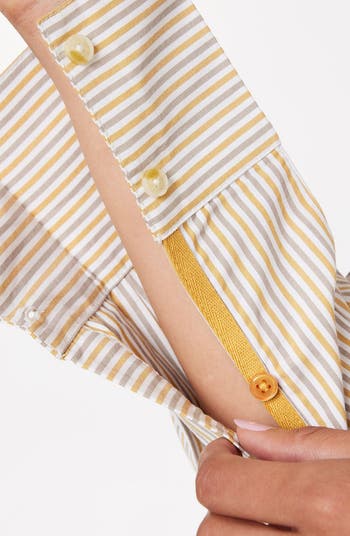 Mixed Stripe Crop Button-Up Shirt