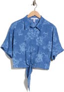 Ellen Tracy Jacquard Dolman Sleeve Tie Top