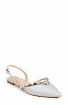 Jewel Badgley Mischka Camden Pointed Toe Slingback Flat