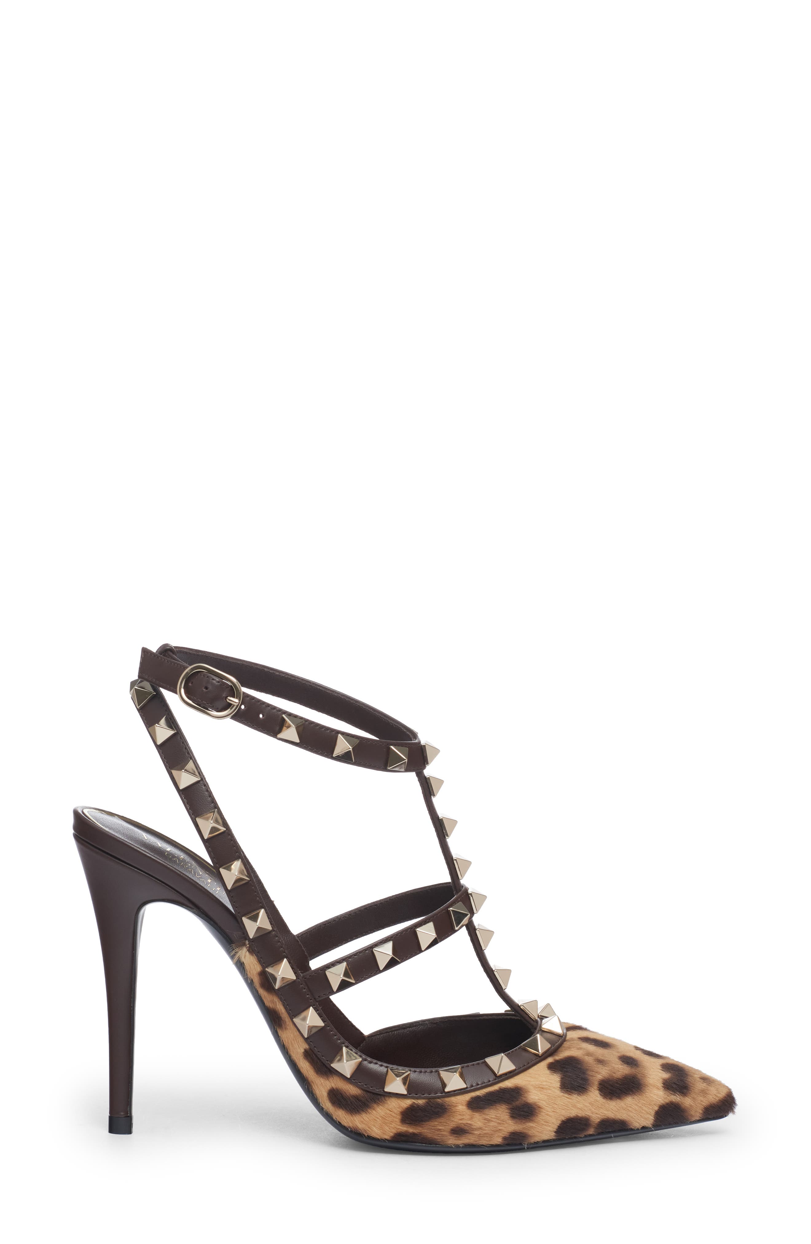 Valentino Garavani Rockstud Genuine Calf Hair Pointed Toe T-Strap Pump, Alternate, color, 