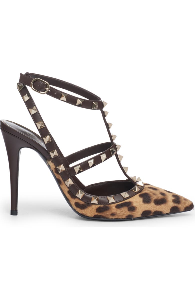 Valentino Garavani Rockstud Genuine Calf Hair Pointed Toe T-Strap Pump, Alternate, color,