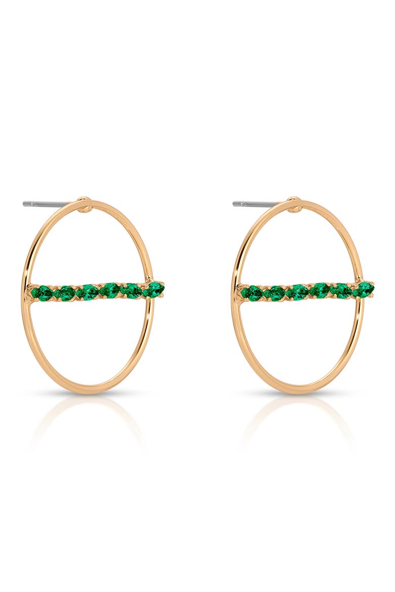 Dainty Marquise Frontal Hoop Earrings, Alternate, color, GREEN