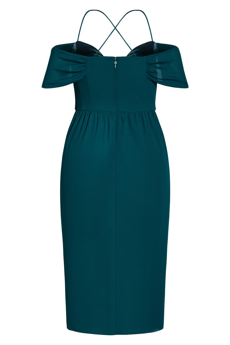 Cold Shoulder Midi Dress, Alternate, color, EMERALD