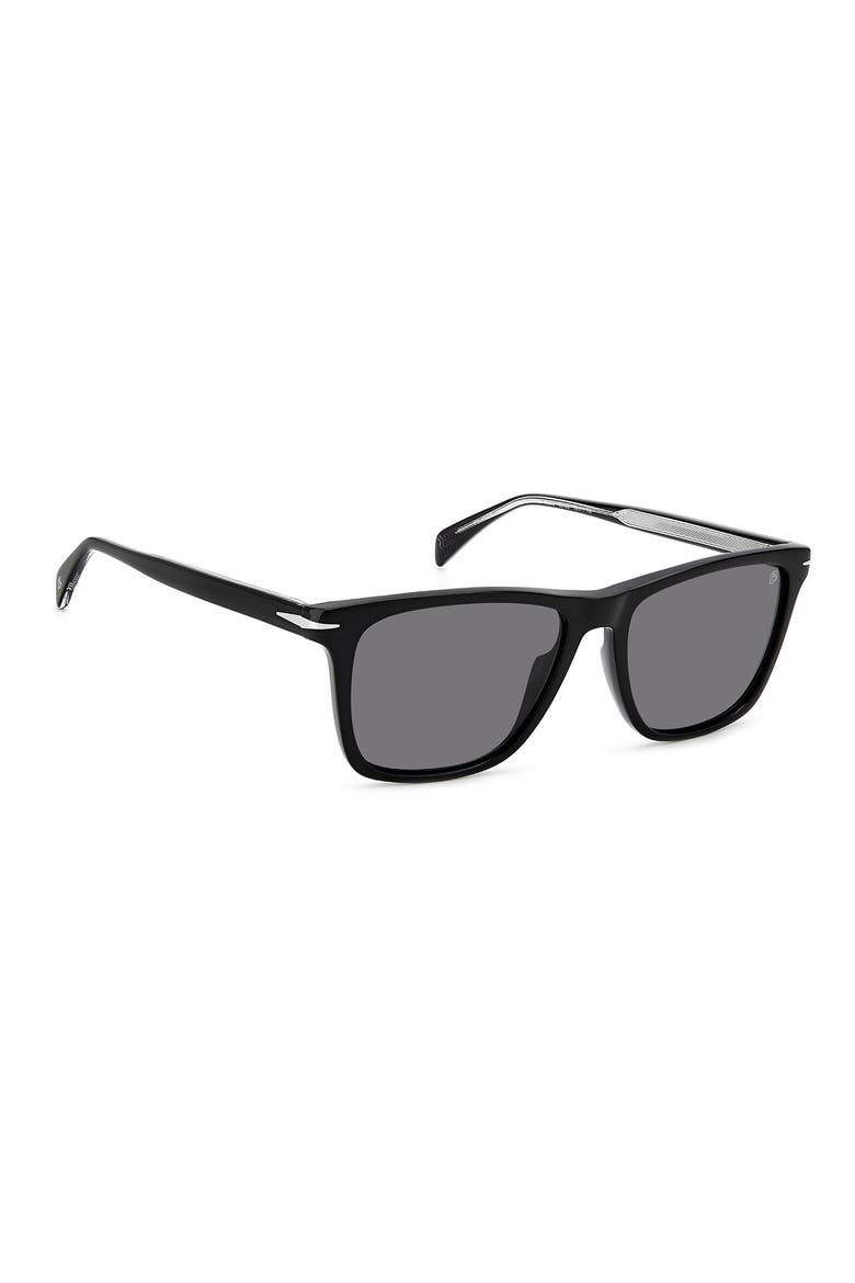 55mm Polarized Rectangular Sunglasses, Alternate, color, BLACK