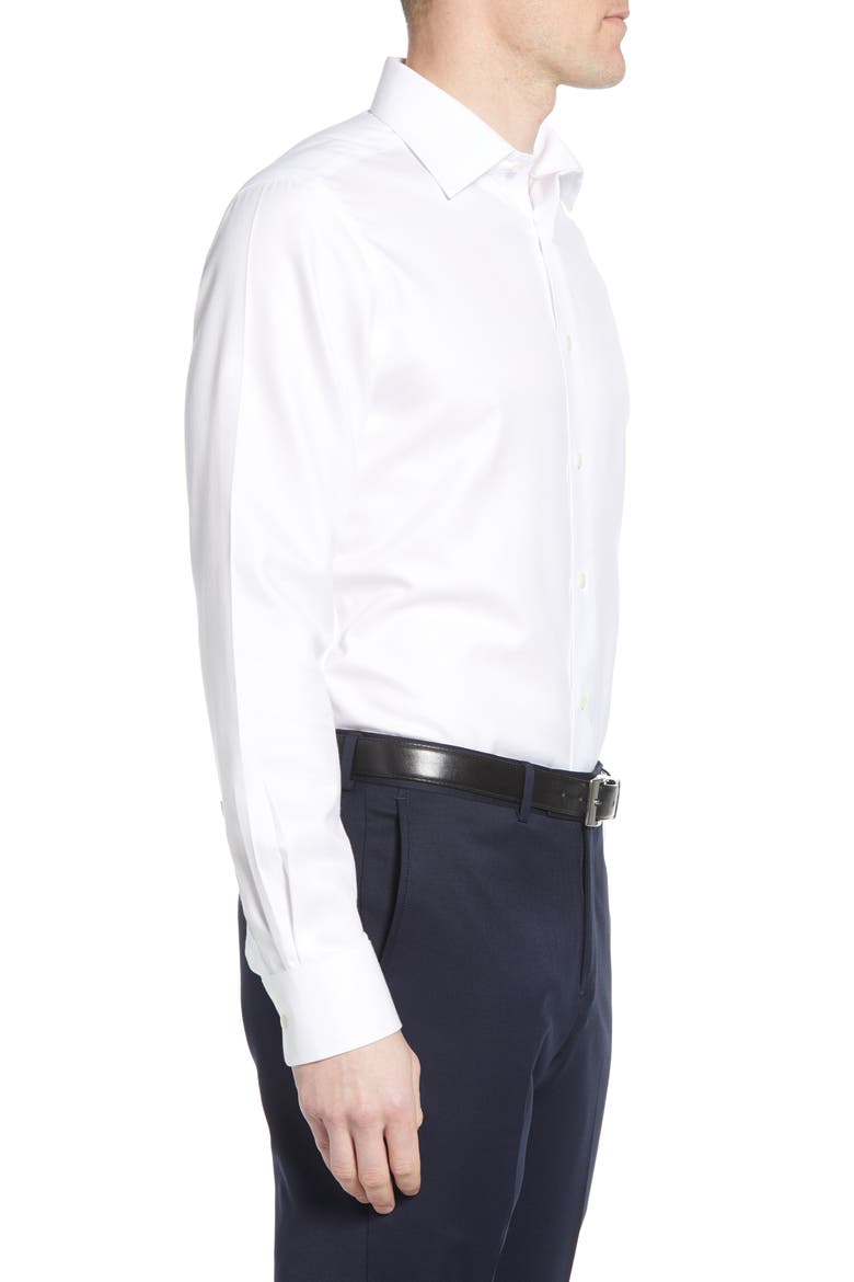Luxury Non-Iron Trim Fit Solid Dress Shirt, Alternate, color, WHITE