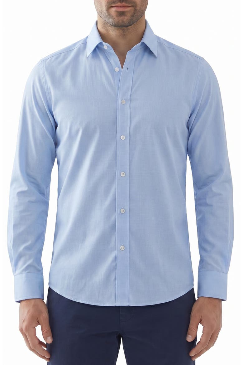 Stretch Long Sleeve Button Up Shirt, Main, color, 40 BLUE