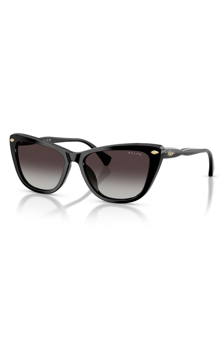 Ralph Lauren 57mm Cat Eye Sunglasses, Alternate, color, Shiny Black / Grey Gradient