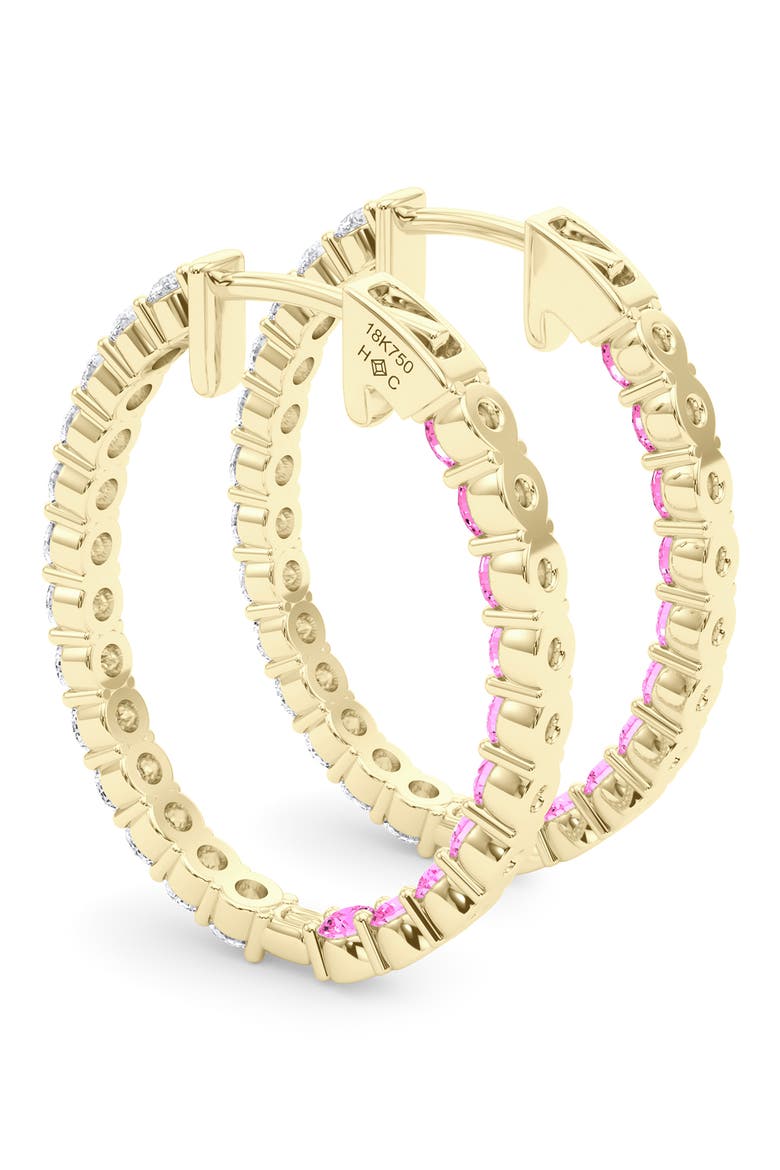Lab Grown Diamond & Birthstone Inside Out Hoop Earrings, Alternate, color, 18K YELLOW GOLD